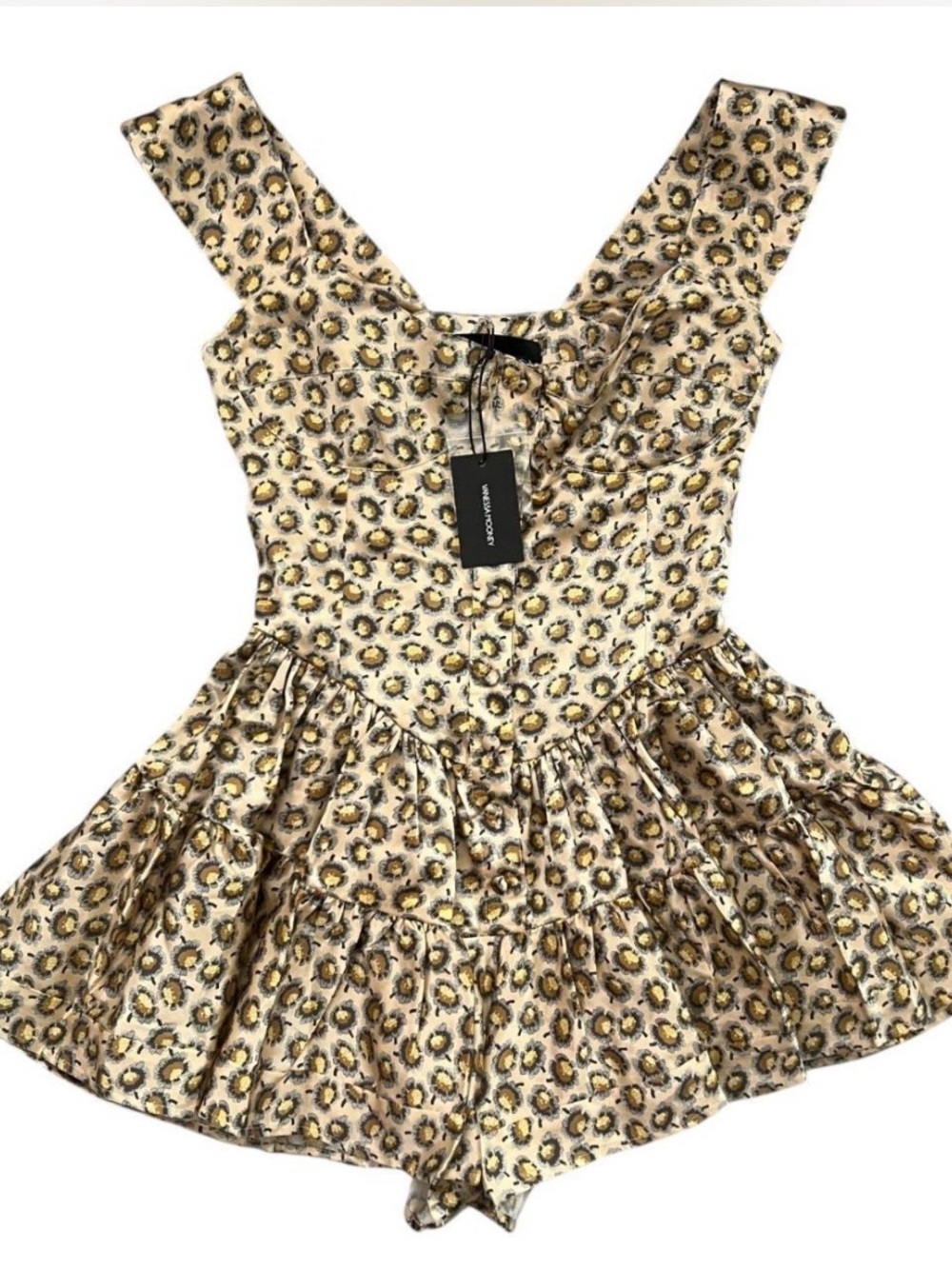 Vanessa Mooney Elizabeth Romper- 100% silk 🌼 Sunflower Daisy Floral print